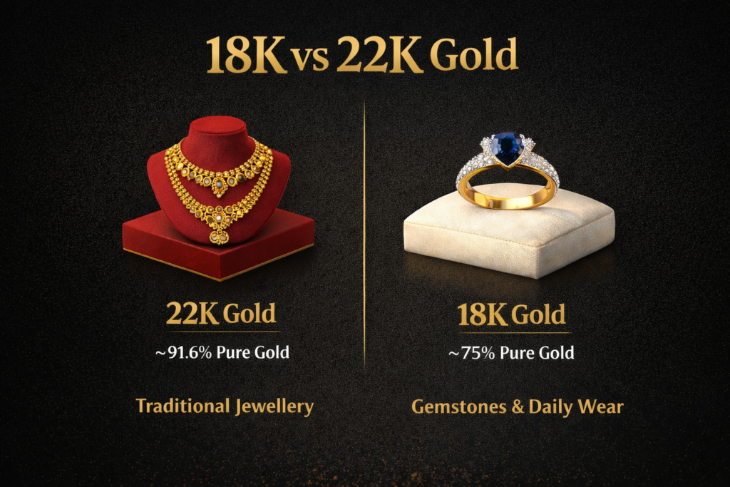 Is 22K Gold Better Than 18K Gold for Jewellery?